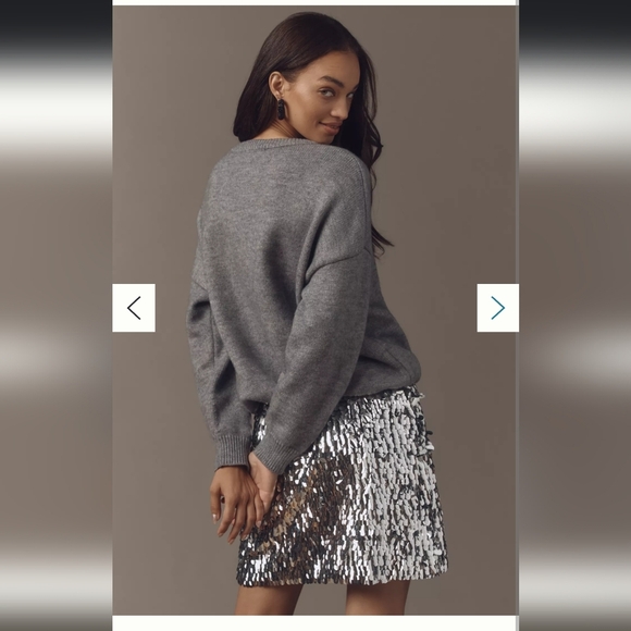 Anthropologie Mare Mare Long-Sleeve Knit Sequin Twofer Mini Dress - Picture 2 of 6